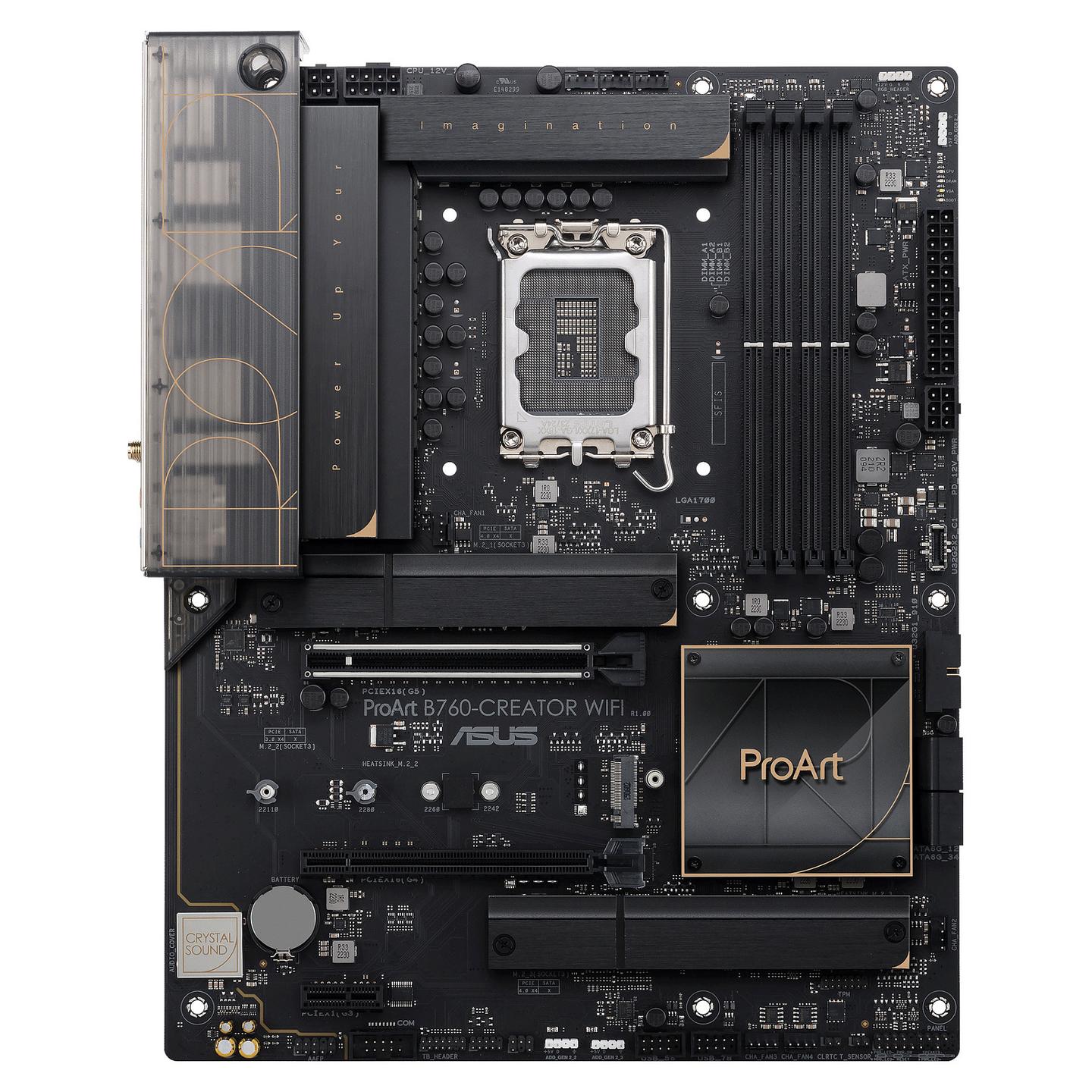 Pllakë Amë ASUS ProArt B760-Creator WiFi, LGA1700, B760, DDR5, ATX, 4× DIMM, 3× M.2, Wi-Fi 6, Dual LAN 2.5GbE + Gigabit Ethernet - 3