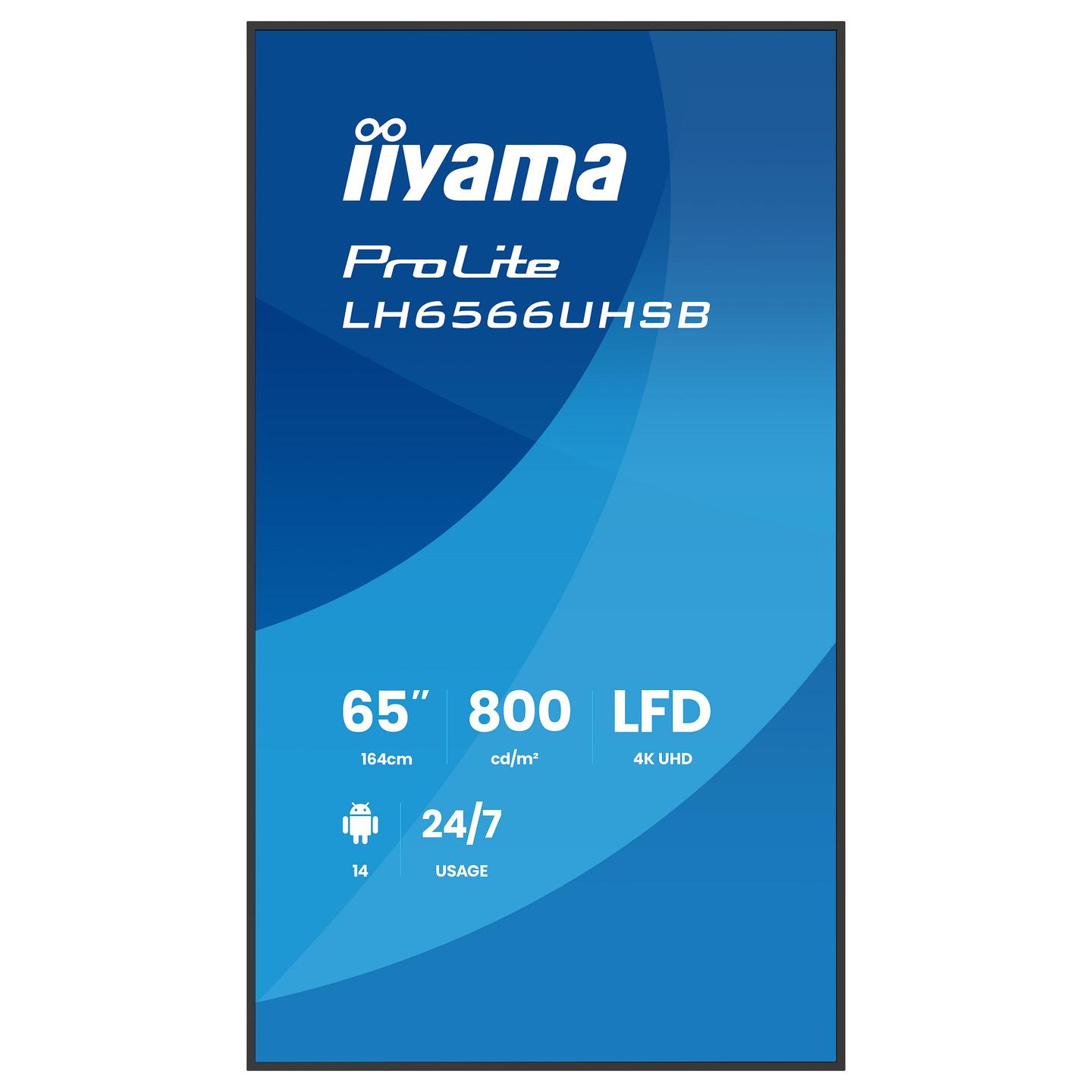 Digital Signage iiyama ProLite LH6566UHSB-B1AG, 65", 4K UHD, VA, Wi-Fi, 2xHDMI, DisplayPort, USB - Zezë - 2