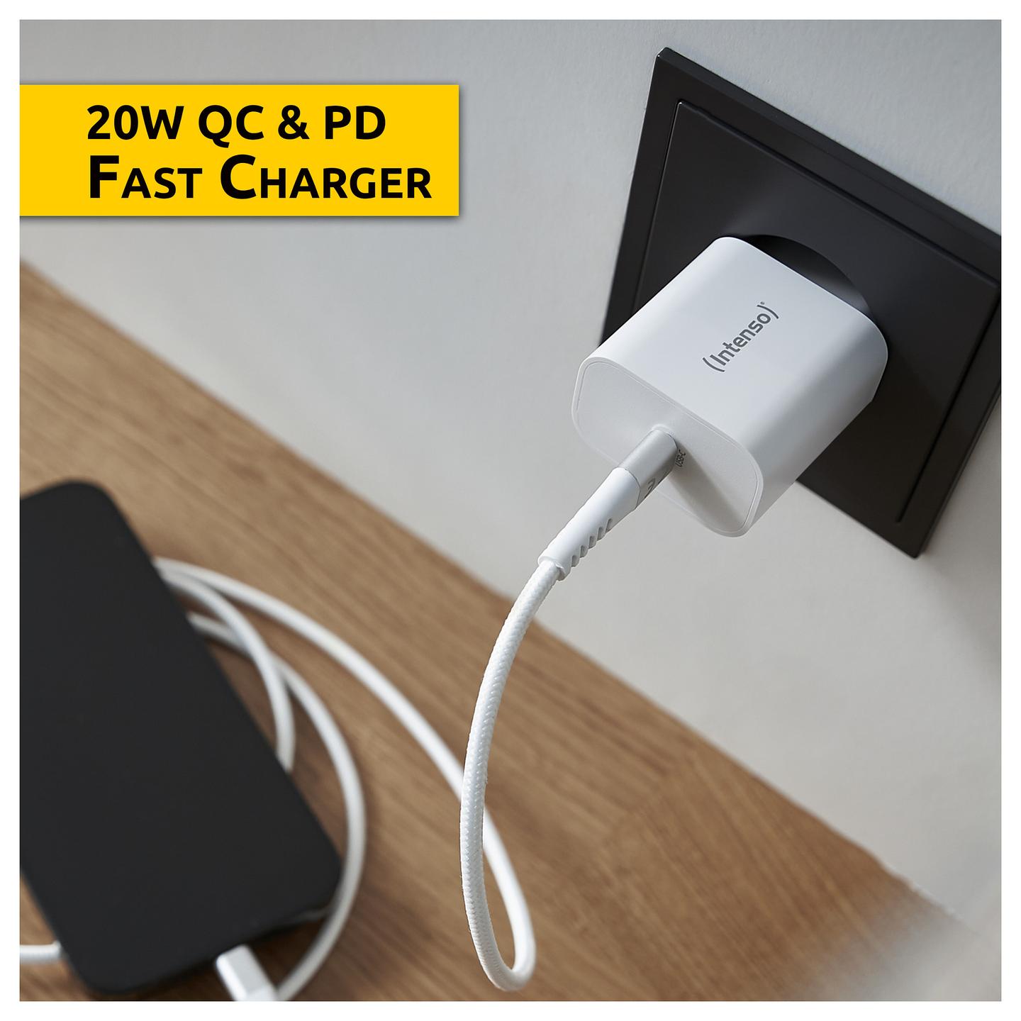 Adapter Intenso W20C / USB-C / 20W / Power Delivery 3.0 / PPS / Quick Charge 4.0 - Bardhë - 3