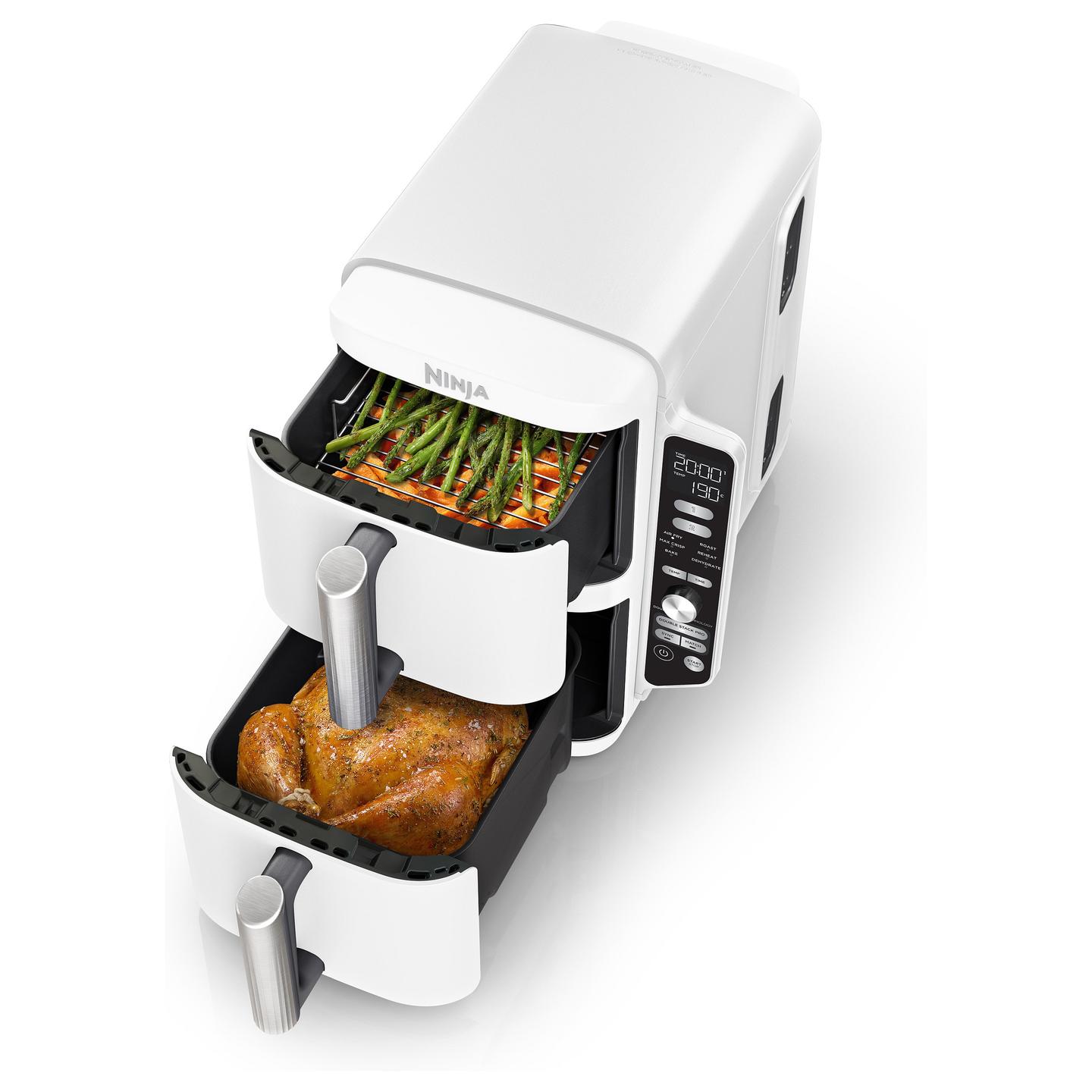 Fryer Ninja Double Stack XL / SL400EUWH / 9.5L / 2470W / 2 Sirtarë / 6 Programe / 40–240°C / Double Stack Air Fry / Sync / Match – Bardhë - 3
