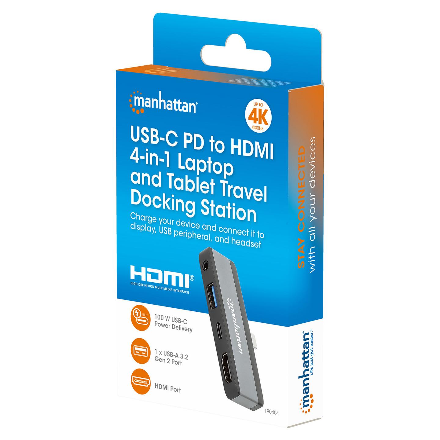 Docking Station Manhattan 190404 / 1x USB-A / 1x USB-C / HDMI / 3.5mm Audio / 100W PD – Hiri - 11