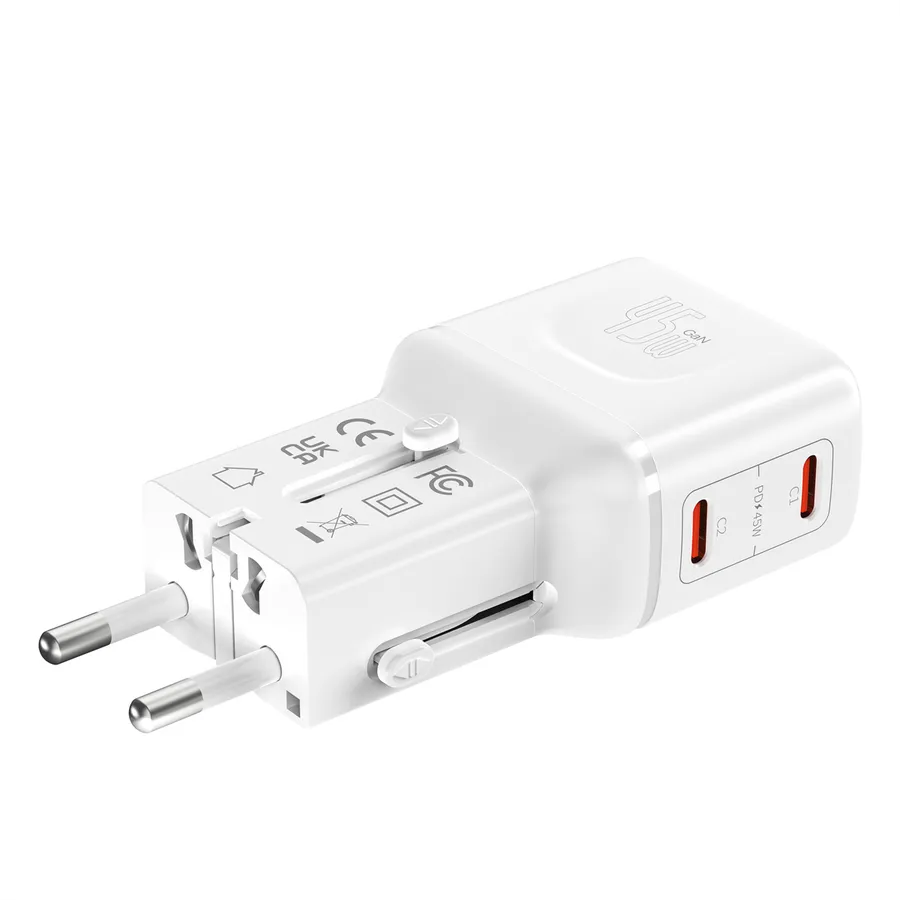 Adapter Udhëtimi VALUE 19.99.1114 / 45W / 2x USB-C / PD / EU/UK/US - Bardhë