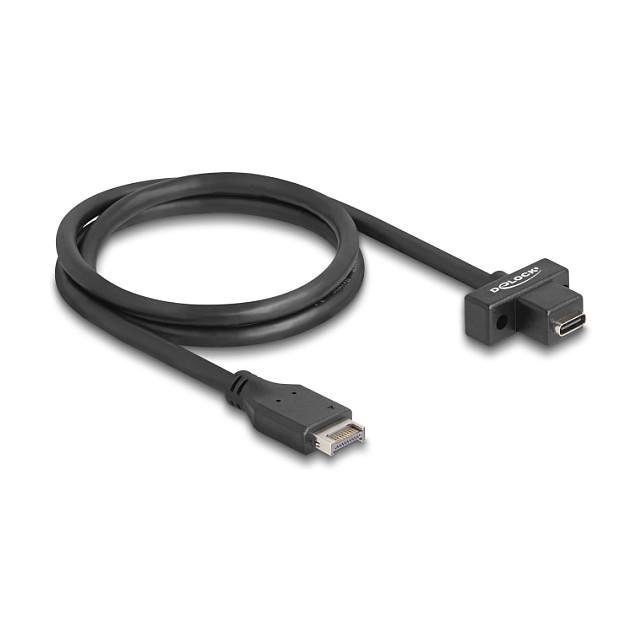 Kabllo USB DeLOCK 85776, USB Type-E Key A 20-pin në USB-C, USB 10 Gbps, për montim në panel, 0.7 m - Zezë