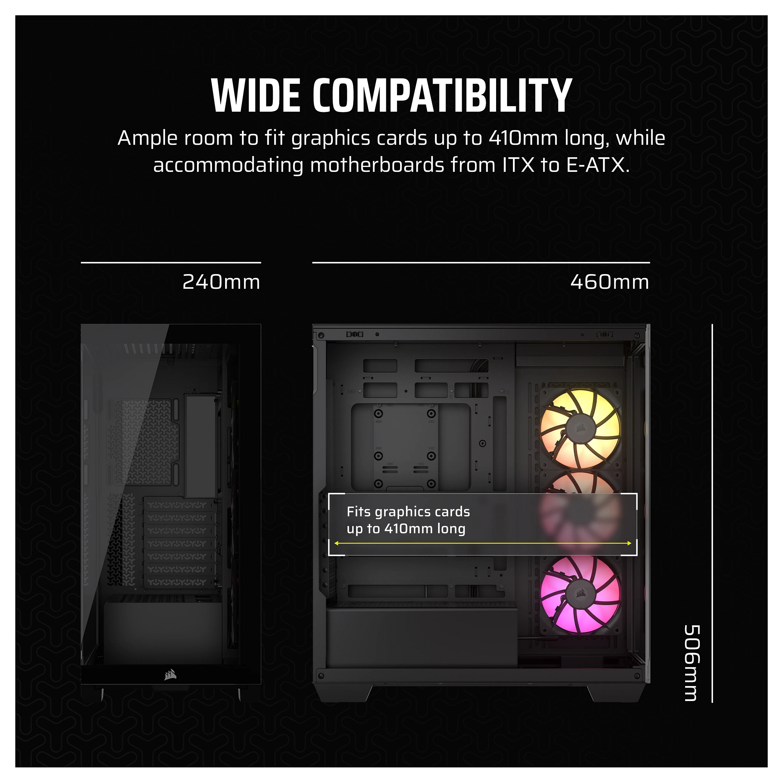 Kasë PC Corsair iCUE LINK 3500X RGB / Mid Tower / ATX / 3x 120mm RGB Fan / Tempered Glass - Zezë - 12