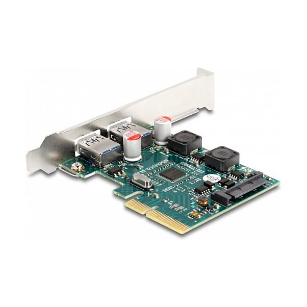 Kartë Zgjerimi PCI Express Delock 90106 / PCIe 3.0 x4 / 2x USB Type-A 10Gbps / ASMedia ASM3142 / Low Profile