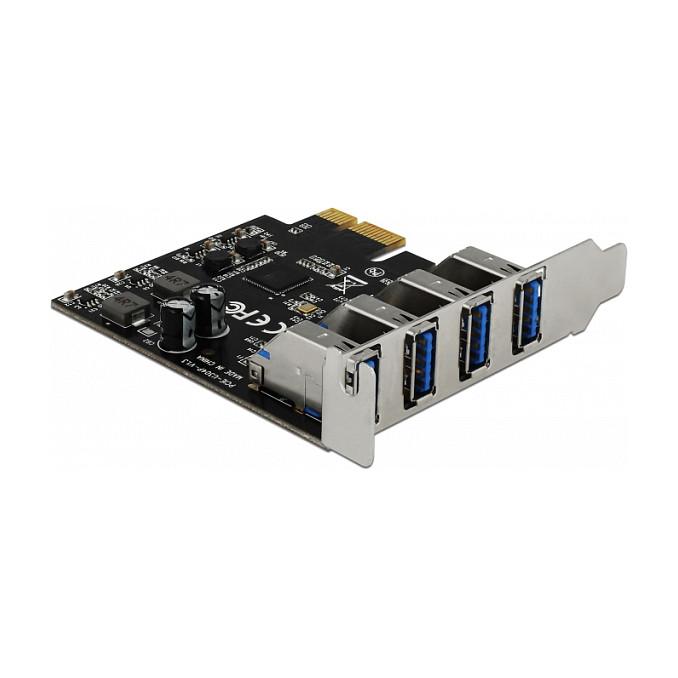 Kartë Zgjerimi PCI Express Delock 90304 / PCIe 2.0 x1 / 4x USB Type-A 5Gbps / Fresco Logic FL1100 / Low Profile