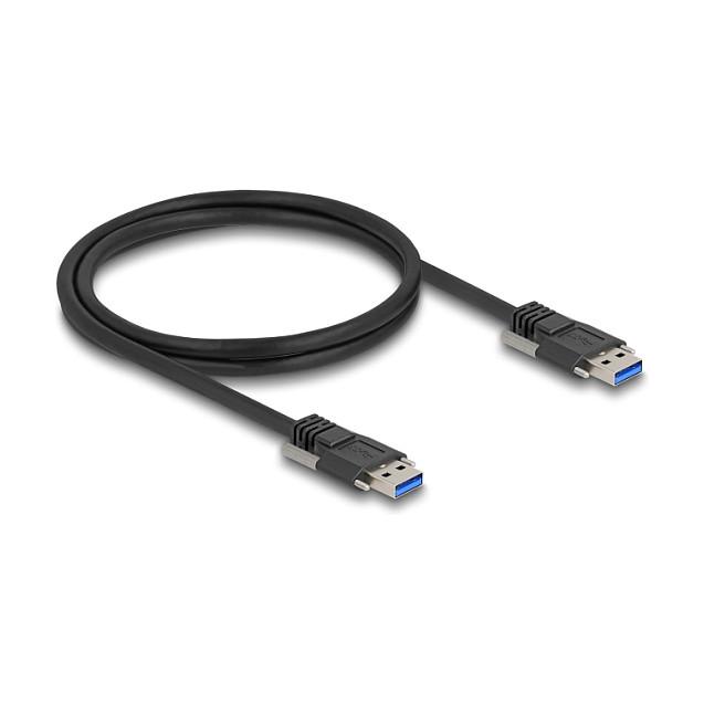 Kabllo USB DeLOCK 80997, USB 5 Gbps Type-A në Type-A, me vida M2, 1 m - Zezë