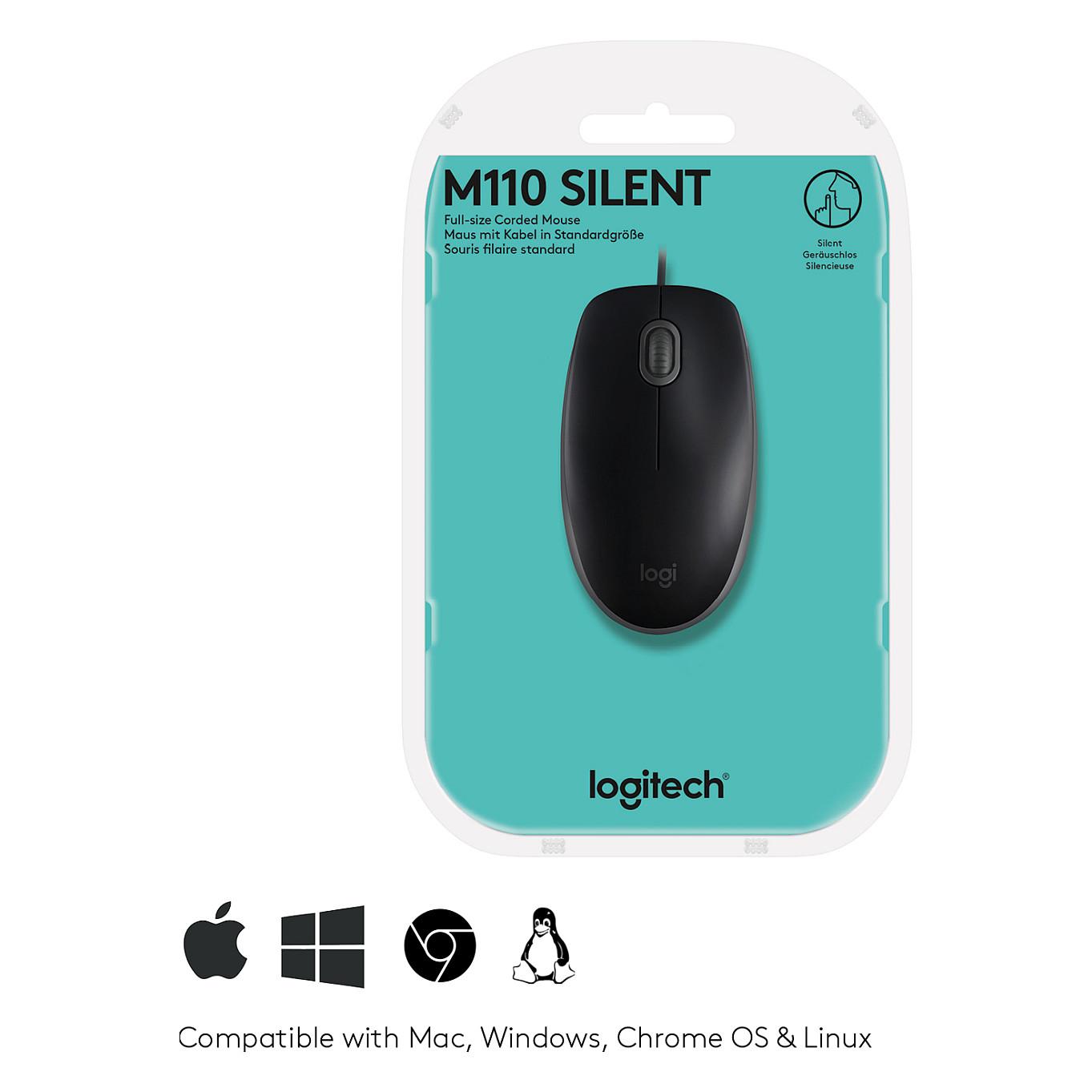 Maus me kabllo Logitech B110 Silent / 1000 DPI / 3 Butona / USB / Optik / 1.8 m - Zezë - 7