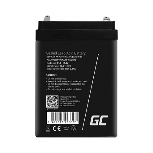 Bateri Green Cell AGM42, 12 V, 2.8 Ah, VRLA - Zezë - 5