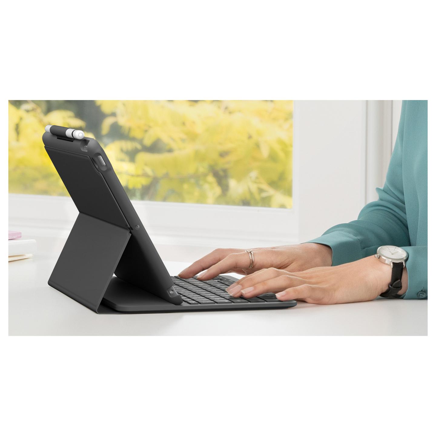 Mbështjellës me Tastierë Logitech Slim Folio / Bluetooth LE / iPad 7th, 8th & 9th Gen - Grafit - 7