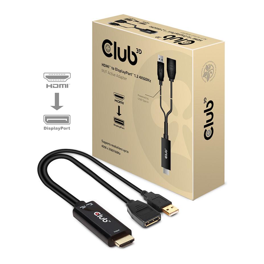 Kabllo DisplayPort Club 3D CAC-1331 / HDMI në DisplayPort / DP 1.2 / 4K 60Hz / Aktiv - Zezë - 5