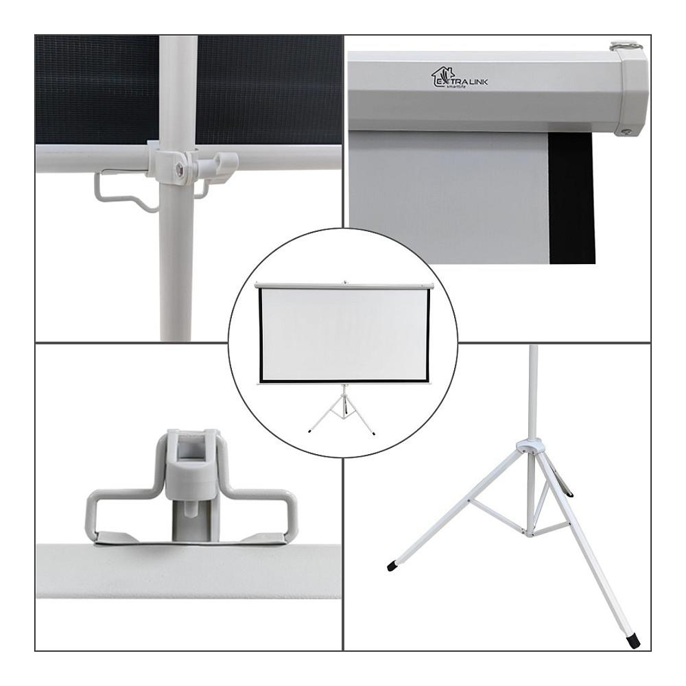 Ekran për Projektor Extralink PSR-100, 100", 16:9, 220x125cm, PVC, Semi-Automatik, me Stand - Bardhë - 9