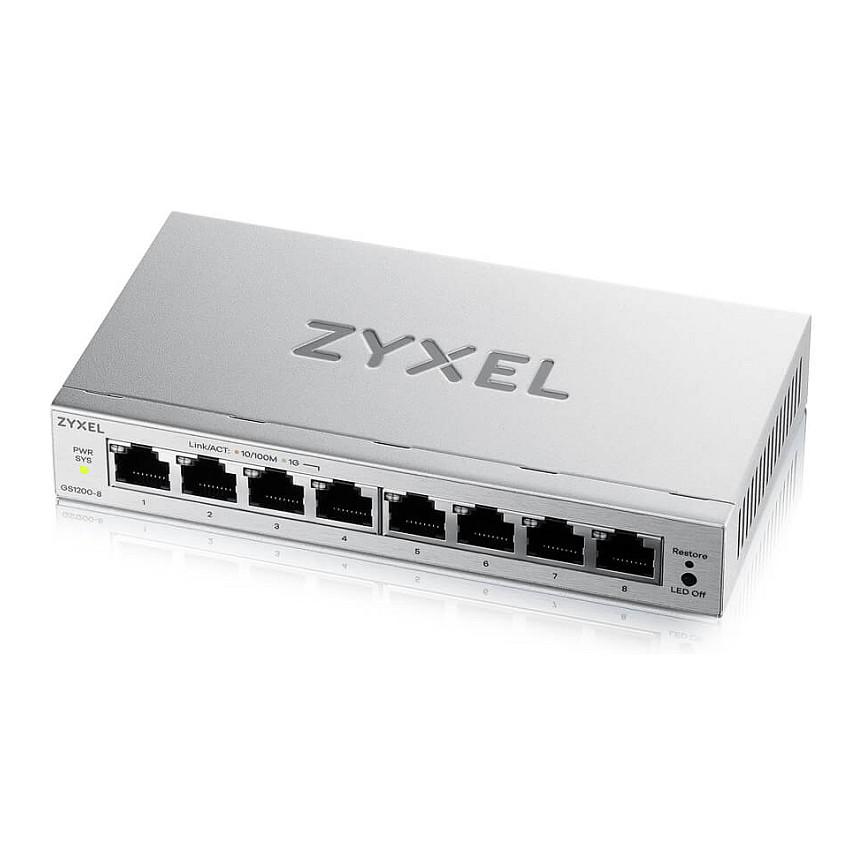 Switch Zyxel GS1200-8v3, 8x Gigabit Ethernet RJ45, 16Gbps, Web Managed - Zezë