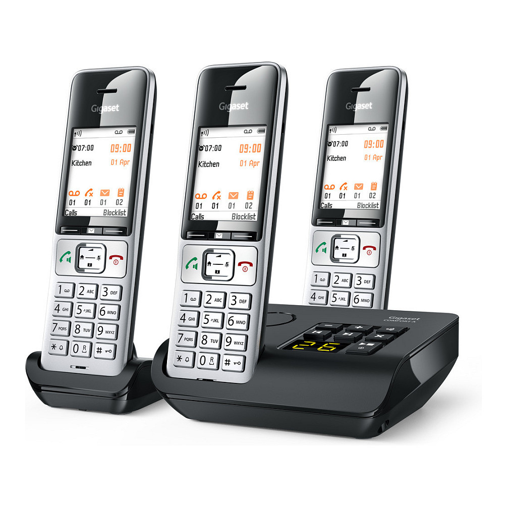 Telefon i thjeshtë Gigaset COMFORT 500A Trio / 2.2" / DECT & Hands-Free / 3 Aparatë - Zezë/Argjendtë - 11