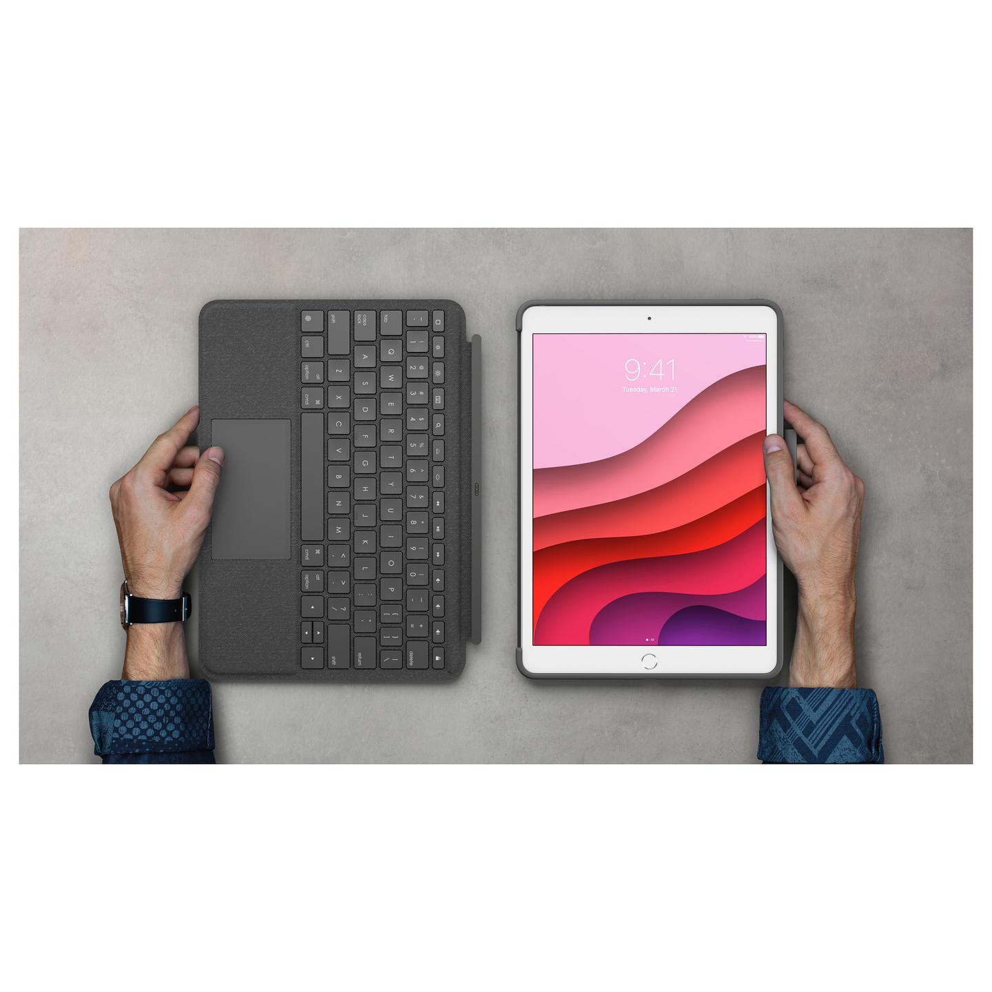 Tastierë për Tabletë Logitech Combo Touch / iPad 10.2" 7th, 8th & 9th Gen / QWERTZ (CH) / Trackpad / Smart Connector / Ndriçim LED / Folio – Gri - 7