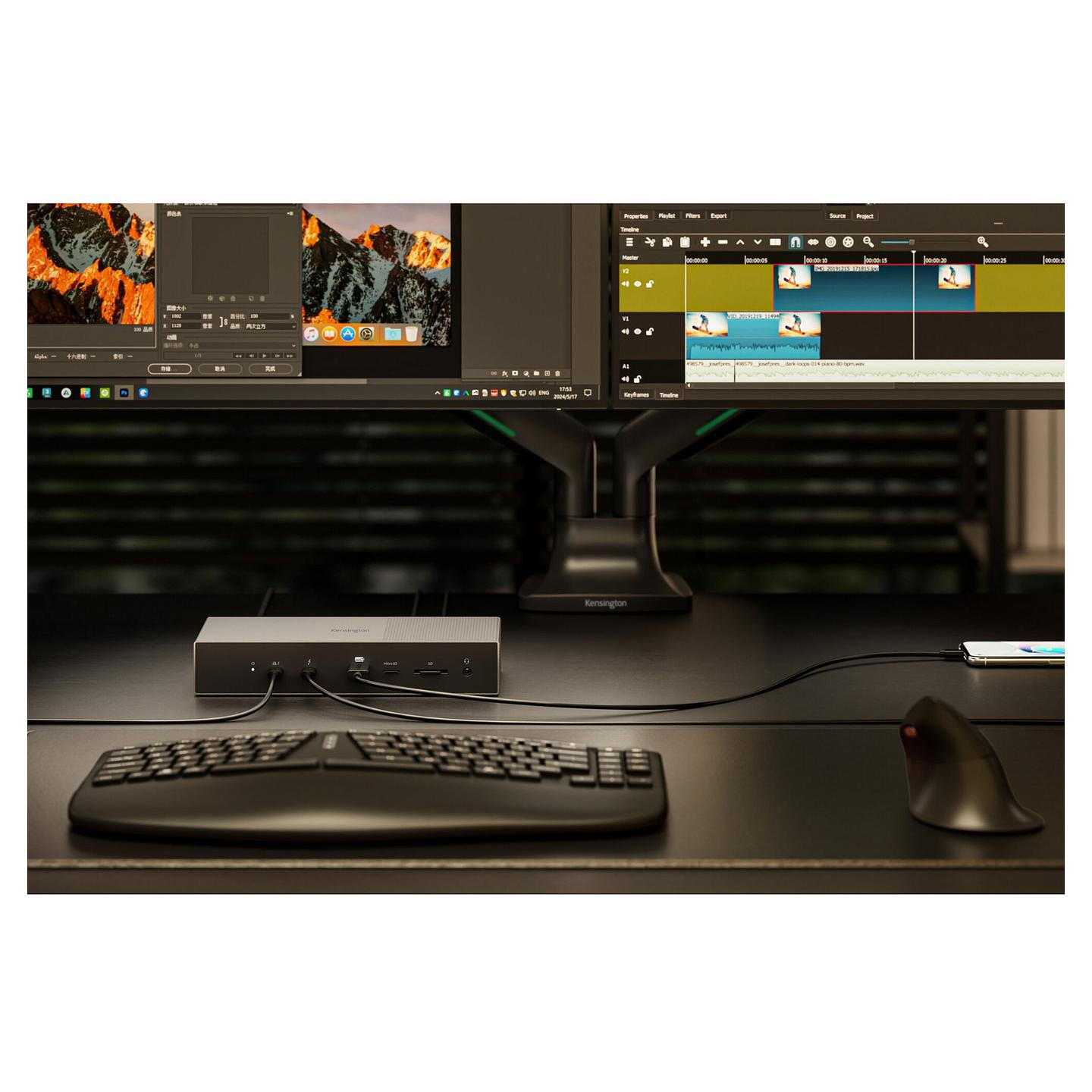 Docking Station Kensington SD5000T5 EQ, Thunderbolt 5, 3× Video, USB-A, USB-C, Gigabit Ethernet, SD, microSD, PD 140 W – Zezë, Gri - 12