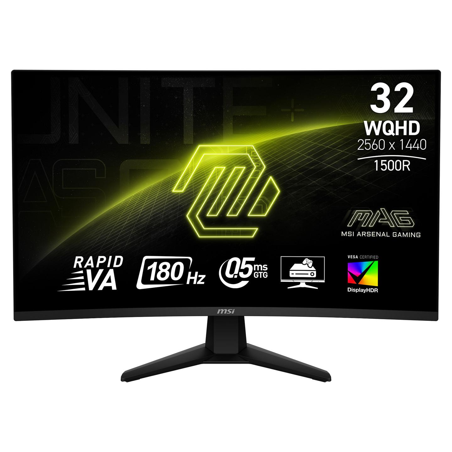 Monitor Gaming MSI MAG 32CQ6F / 31.5" / WQHD Rapid VA Curved / 180Hz / 0.5ms / HDMI+DP+Audio - Zezë