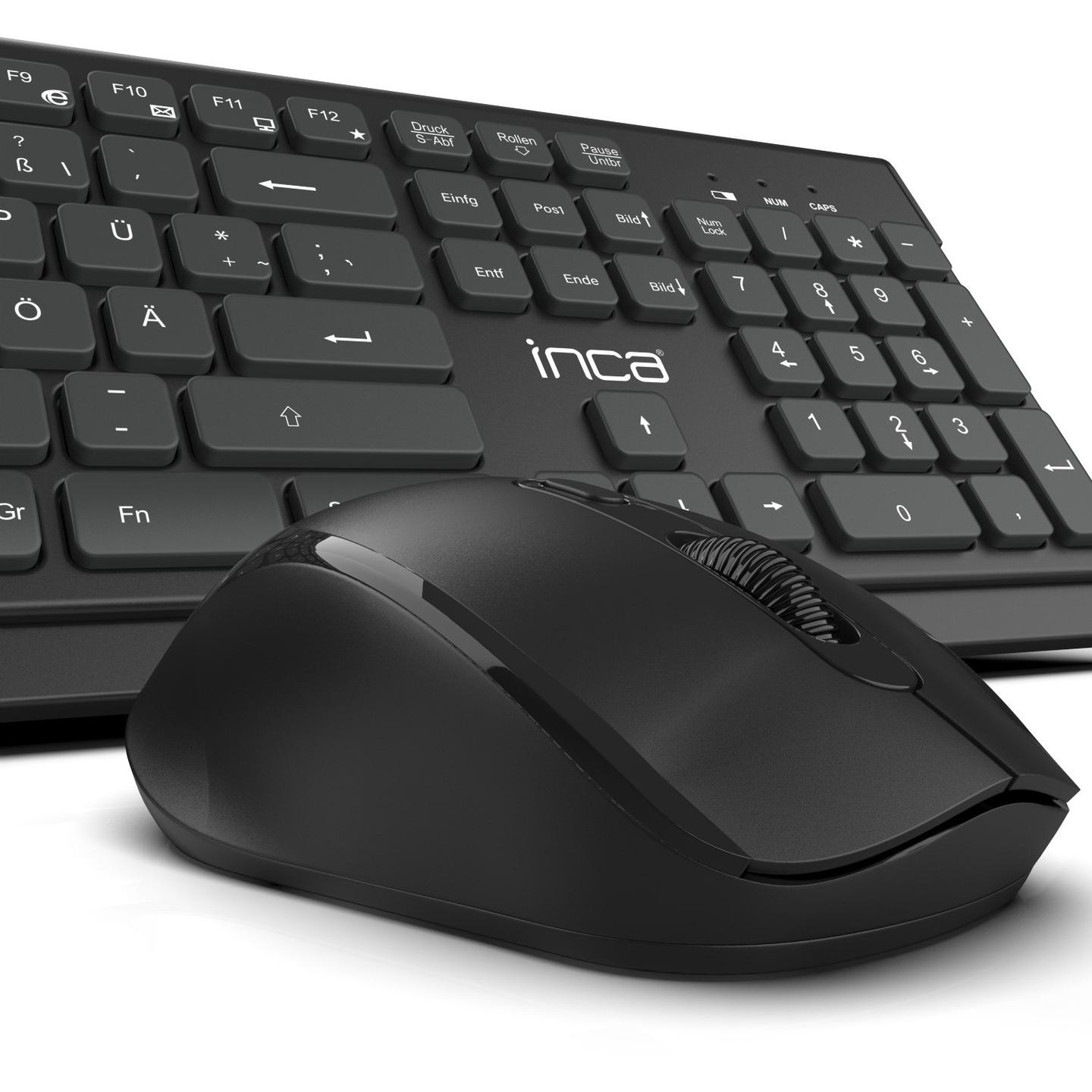 Combo (Tastierë & Maus) INCA IWS-519, Wireless, USB-C/A, Full-Size, 104 Taste, 12 Taste Multimediale, Ergonomik - Zezë - 13