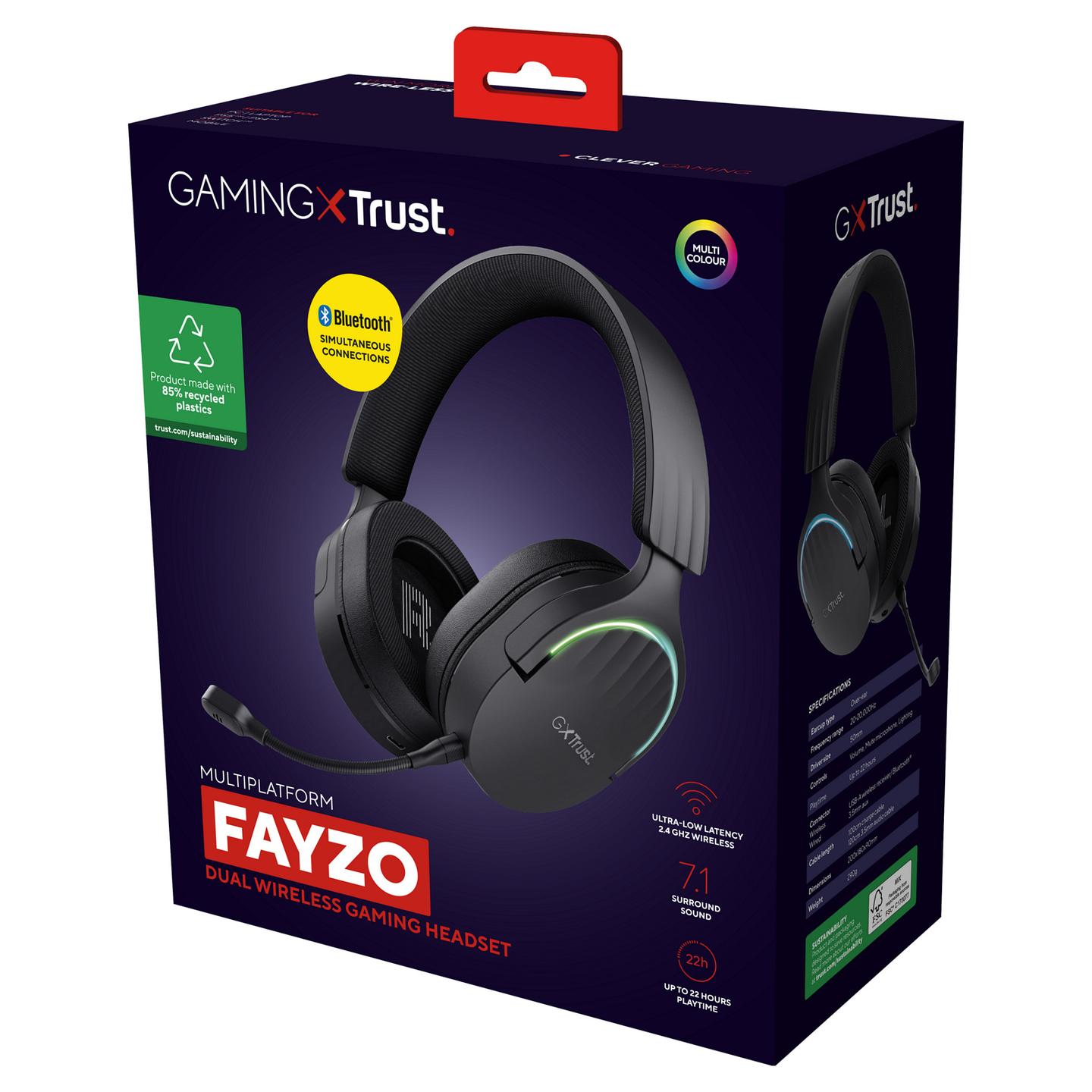 Kufje Gaming Trust GXT 491 Fayzo, 50mm, Wireless & Wired, 2.4GHz, Bluetooth, 7.1, RGB - Zezë - 15