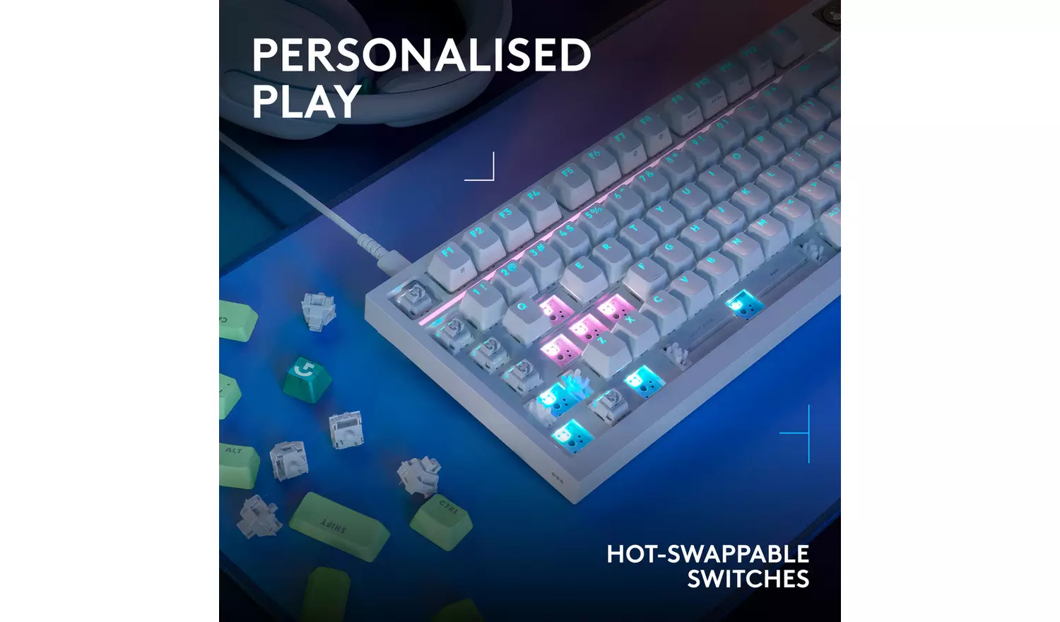Tastierë Gaming Logitech G316 X 98 / Wired / Mekanike / 98% / Hot-Swappable / Linear & Tactile / LIGHTSYNC RGB / USB-C – Bardhë - 4
