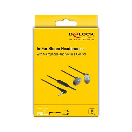Kufje me kabllo DeLOCK 27183 / In‑Ear / 3.5mm / Driverë 10mm / 20–25.000 Hz / Mikrofon – Hiri - 3