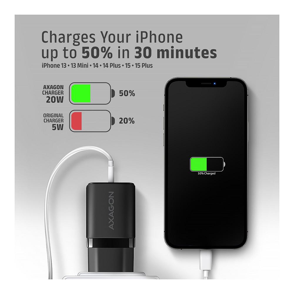 Karikues Axagon ACU-PQ20, 20W, USB-A, USB-C, Power Delivery, Quick Charge – Zezë - 7