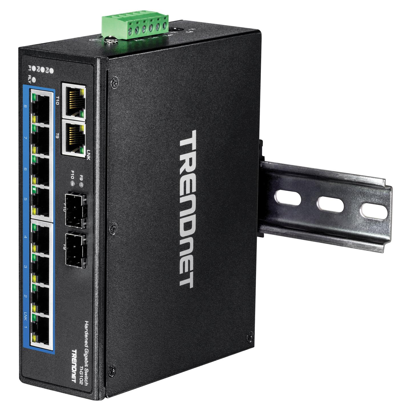 Switch Industrial TRENDnet TI-G102, 8x Gigabit Ethernet RJ45, 2x Gigabit RJ45/SFP Combo, 20Gbps, IP30, DIN-Rail - Zezë - 5