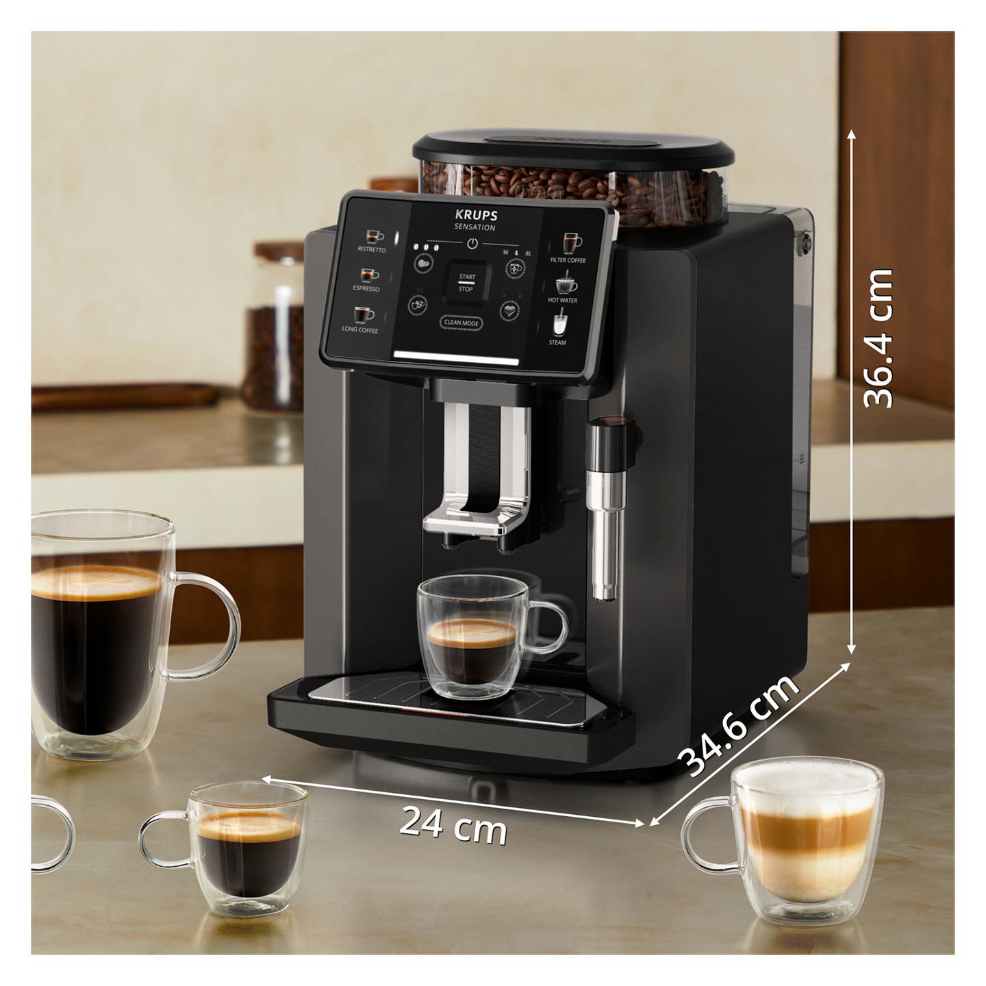 Aparat për Kafe Espresso Automatik Krups Sensation C50 EA9108, 1450 W, 15 bar, Rezervuar 1.7 L - Gri/Zezë - 10