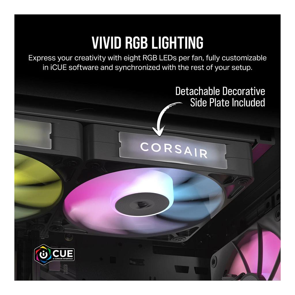 Ftohës për Kasë Corsair iCUE LINK RX120 RGB / 120mm / 400-2100 RPM / RGB / PWM / 3-Pack – Zezë - 7