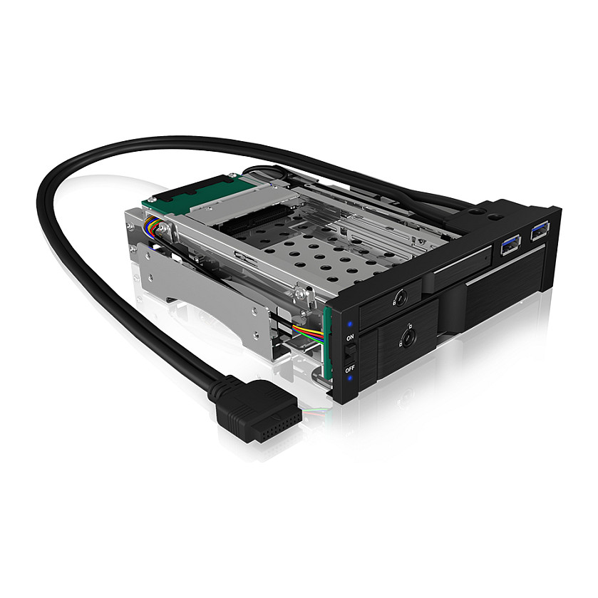 Aksesor për Disqe ICY BOX IB-174SSK-U / 5.25" / SATA - Zezë - 7
