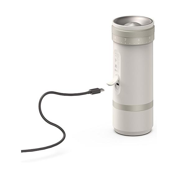 Mulli Elektrik Portativ për Kafe OutIn Fino OTCG-01-SW, 28 Nivele Bluarjeje, Kapacitet 25 g, USB-C – Krem - 3