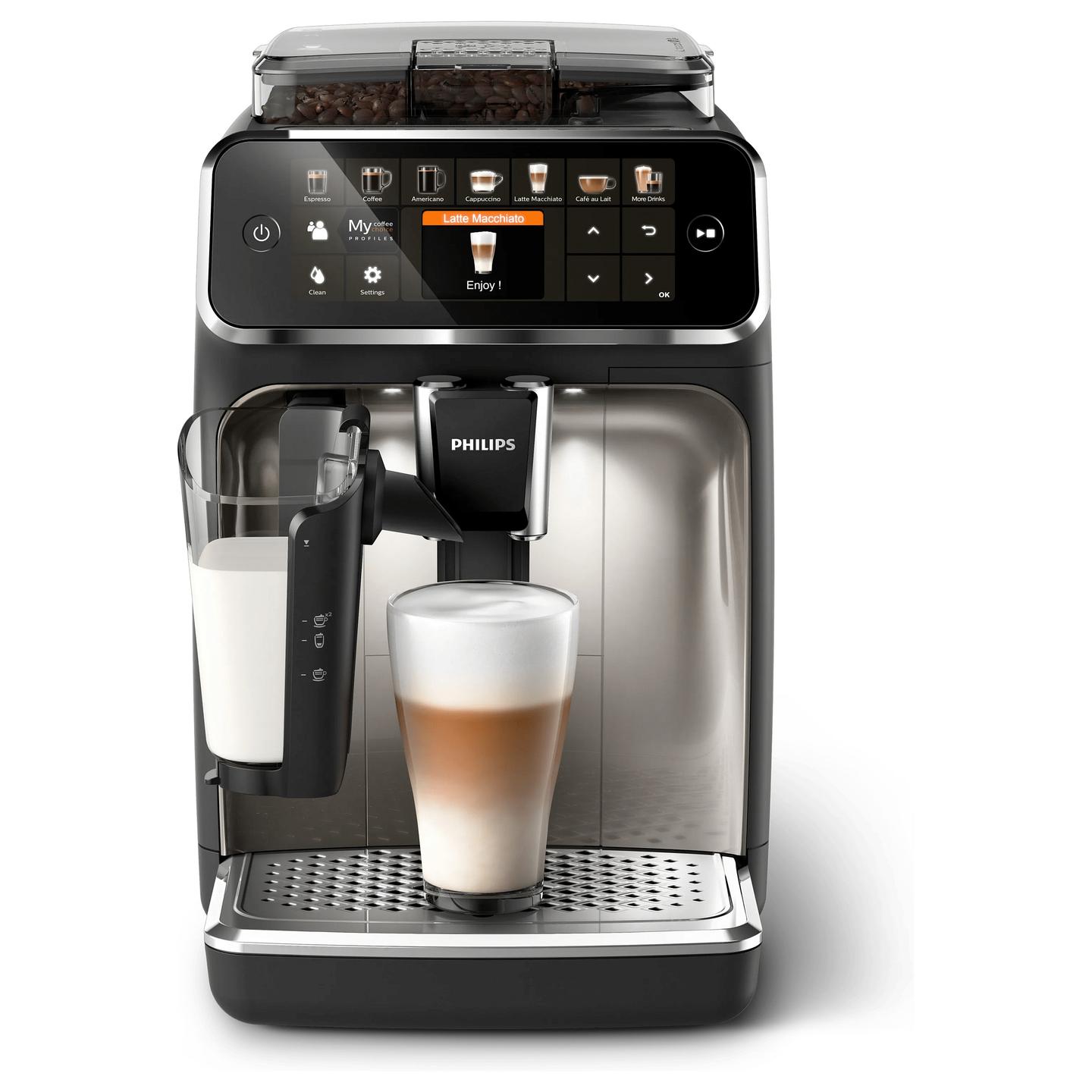 Aparat për Kafe Philips 5400 Series EP5447/90, 1500 W, 15 Bar, LatteGo, 1.8 L – Zezë/Argjend
