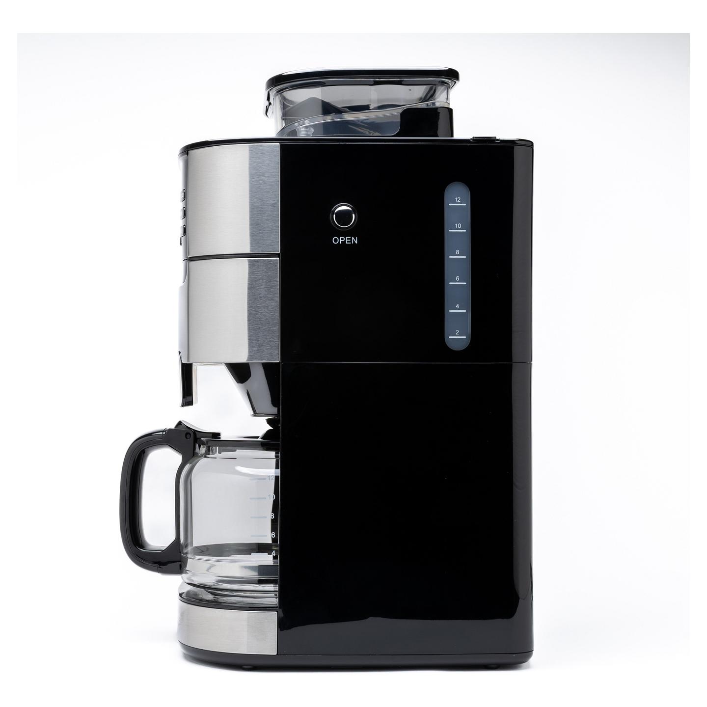 Aparat për Kafe me Filtër TORNADO TCM-1025A-GS, Mulli Konik, 1050 W, Rezervuar 1.5 L, 12 Filxhanë – Zezë/Argjend - 14