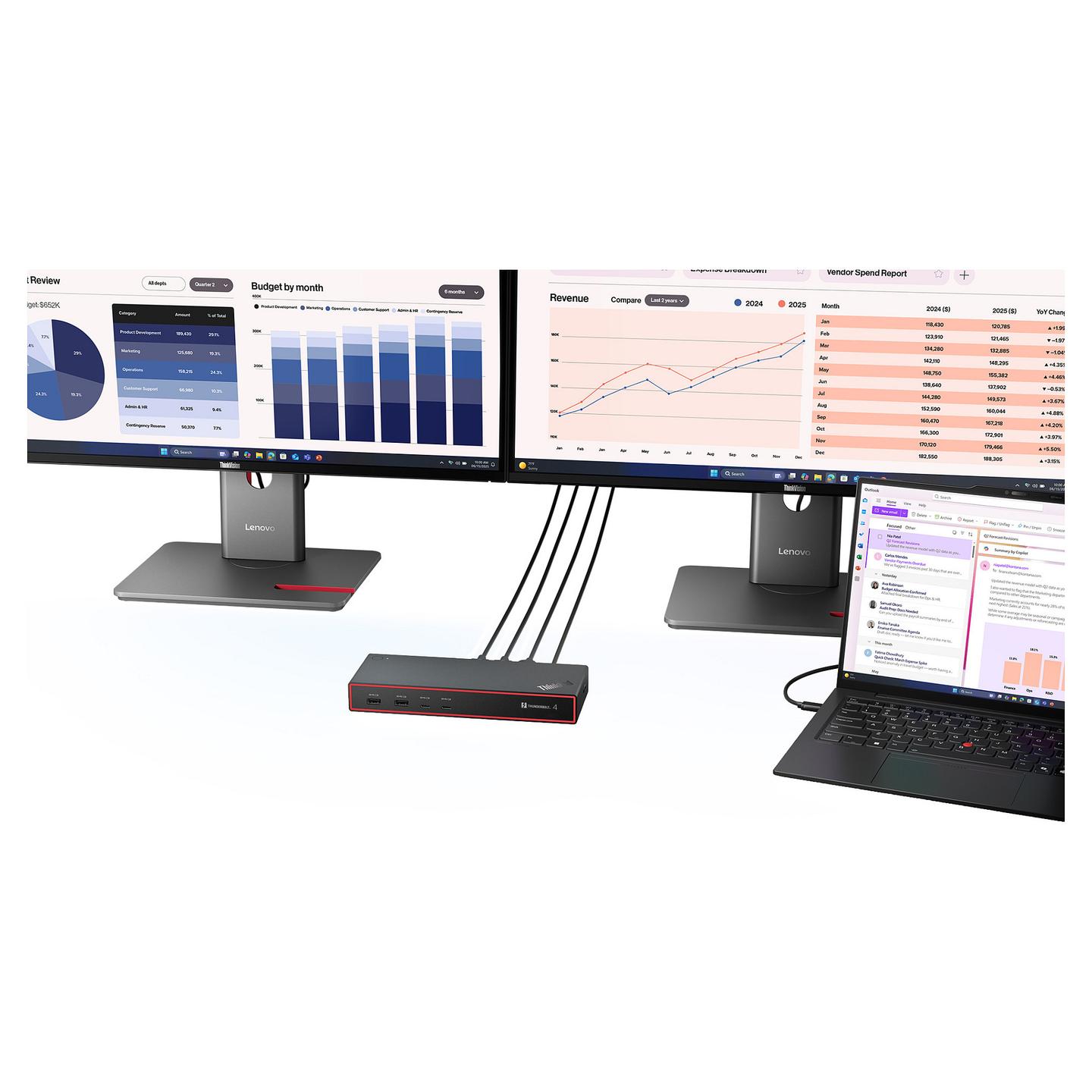 Docking Station Thunderbolt 4 Lenovo ThinkPad Dock Gen2 7000, 2× DisplayPort 1.4, HDMI 2.1, 2.5Gb Ethernet, 100W PD - Zezë - 12
