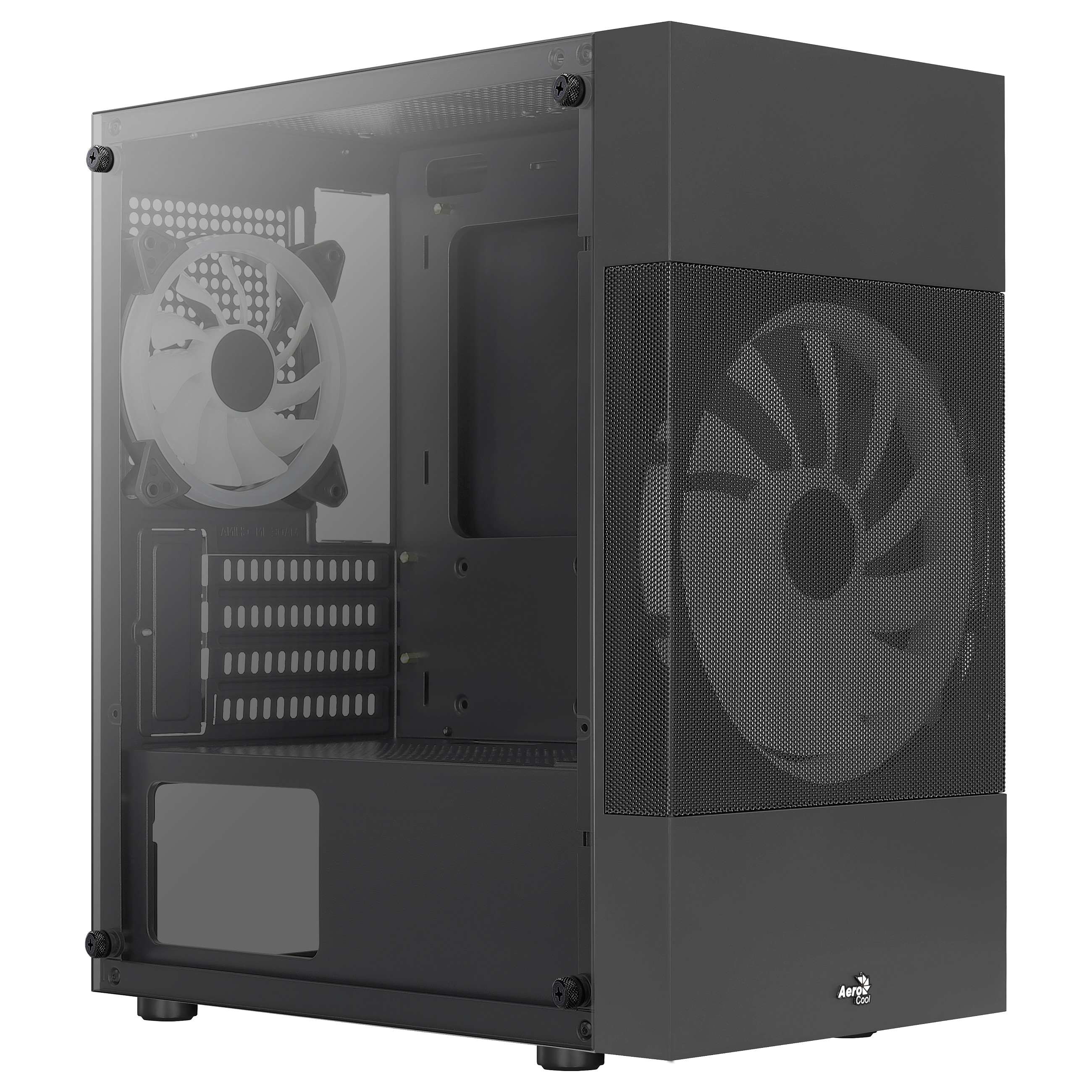 Kasë PC Aerocool Atomic Lite / Mini Tower / Micro-ATX + Mini-ITX / 1x 180mm + 1x 120mm Fan / Tempered Glass - Zezë - 9