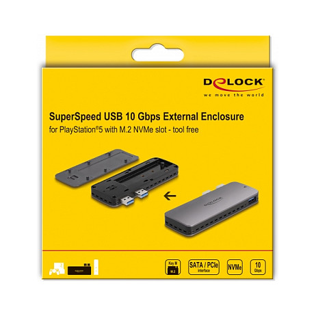 Këllëf për SSD DeLOCK 42013 / M.2 NVMe PCIe / USB 3.2 Gen 2 / 10Gbps / PS5 – Metal - 5