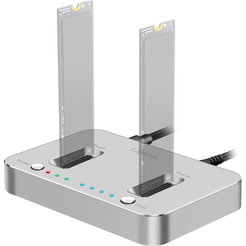 Docking Station LogiLink / 2x M.2 NVMe PCIe / M-Key / 2230–2280 / USB-C 3.2 Gen 2 / 10Gbps / Offline Clone – Argjend - 2