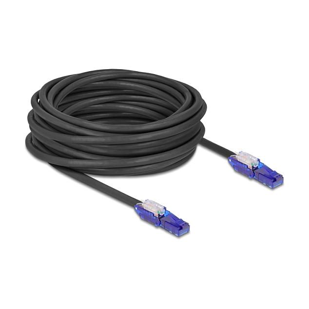 Kabllo për Rrjet DeLOCK 80931, RJ45 në RJ45 të këndueshëm 180°, Cat.6 UTP, 10 m - Zezë