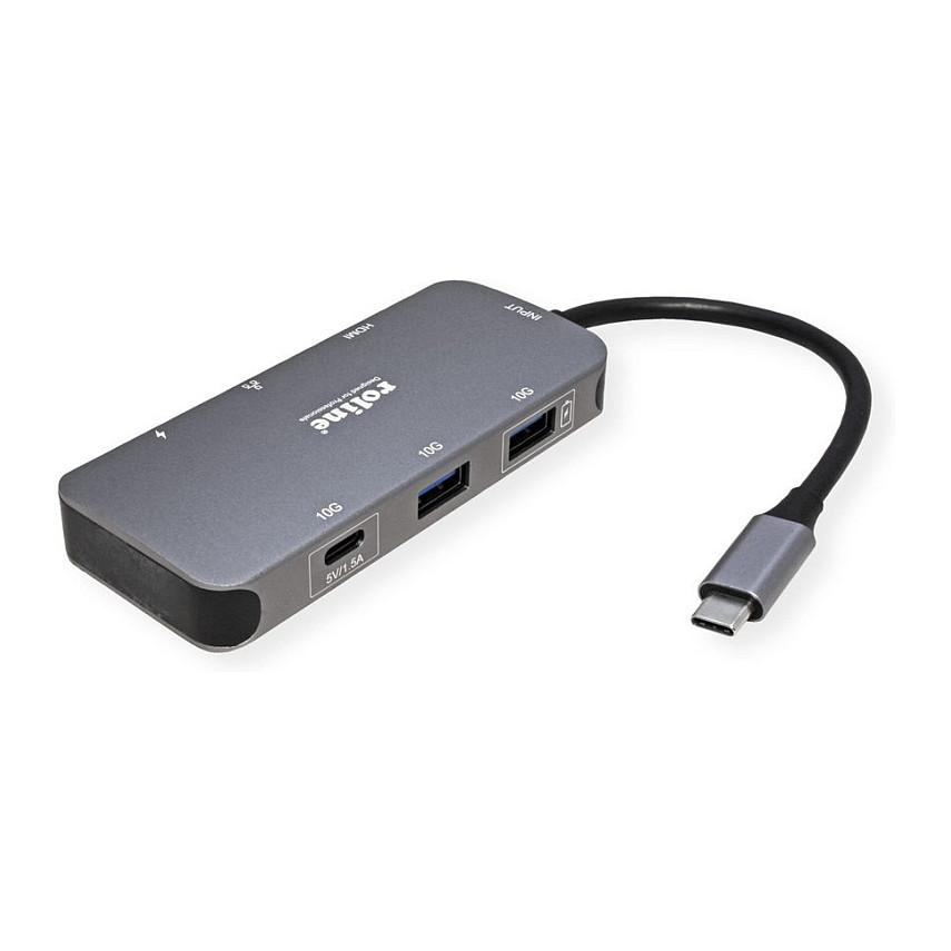 Docking Station ROLINE 12.02.1121, USB-C, HDMI 4K 30Hz, 2x USB-A 10 Gb/s, 1x USB-C, Gigabit Ethernet, Power Delivery deri në 100W – Gri - 5