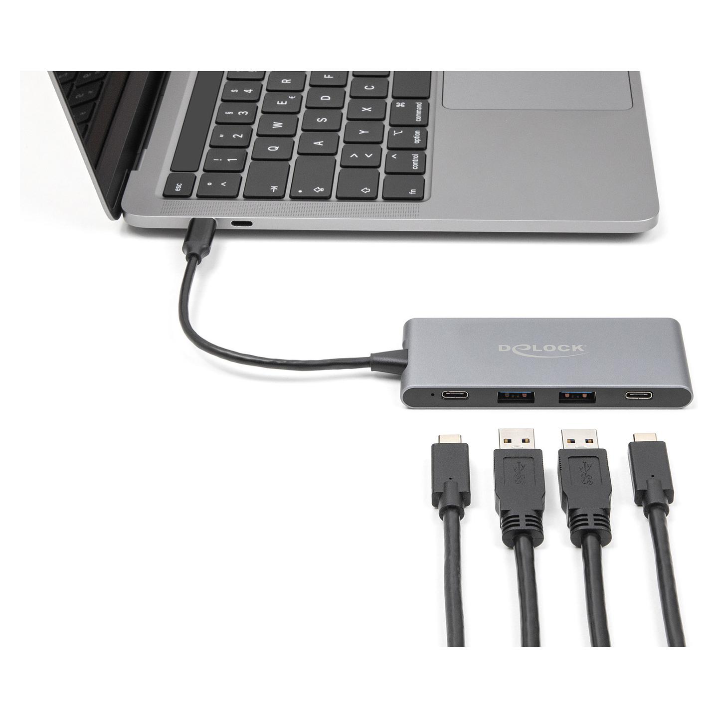 Hub USB DeLOCK 64111 / USB 10 Gbit/s / 2x USB-A + 2x USB-C / 0.15 m - Gri - 2