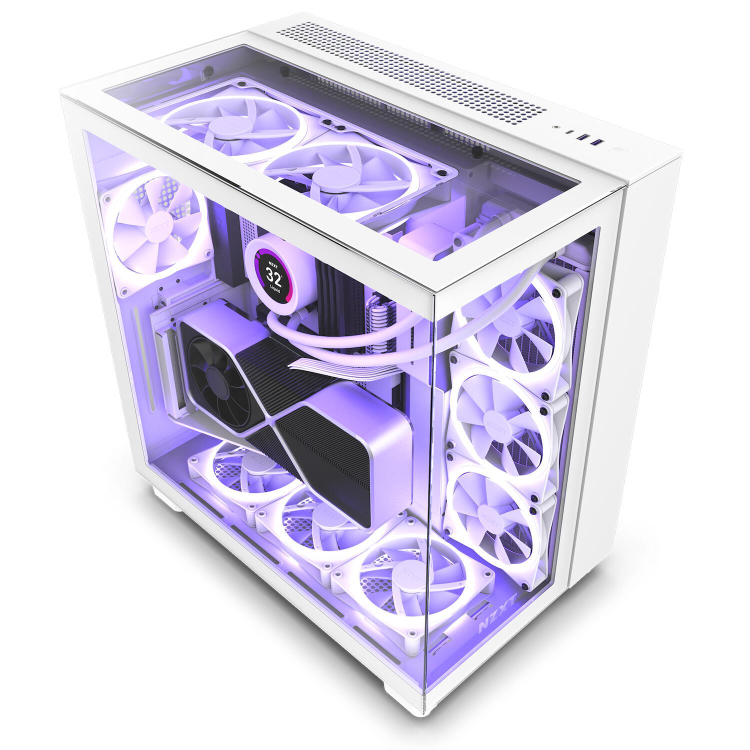 Kasë PC NZXT H9 Elite / Mid Tower / ATX / 3x 120mm RGB + 1x 120mm Fan / Tempered Glass – Bardhë - 2