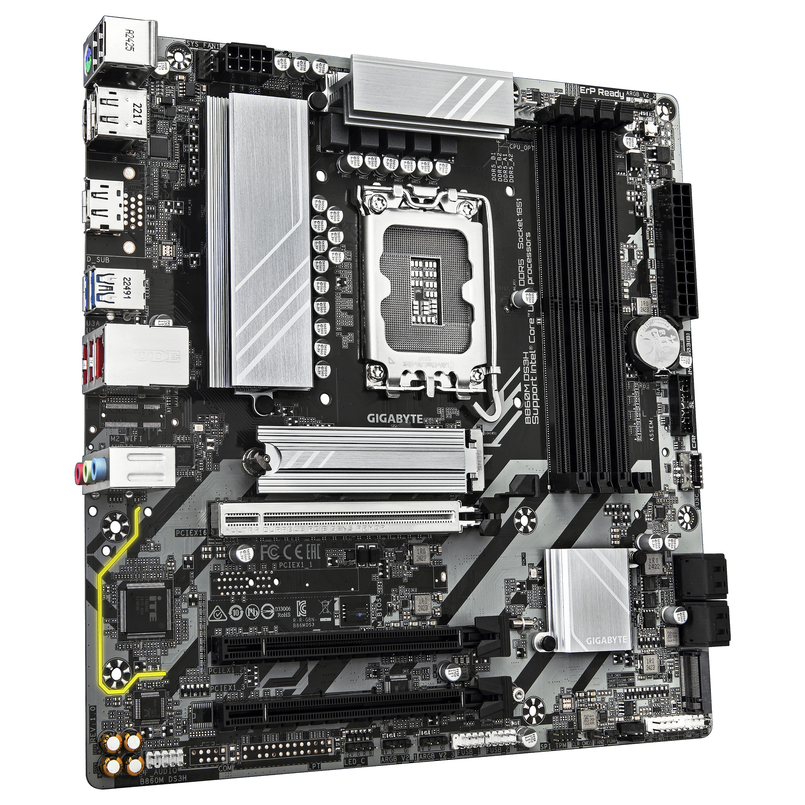 Pllakë Amë GIGABYTE B860M DS3H / Intel LGA1851 / B860 / DDR5 / Micro ATX / M.2 / SATA III / 2.5GbE LAN - 3