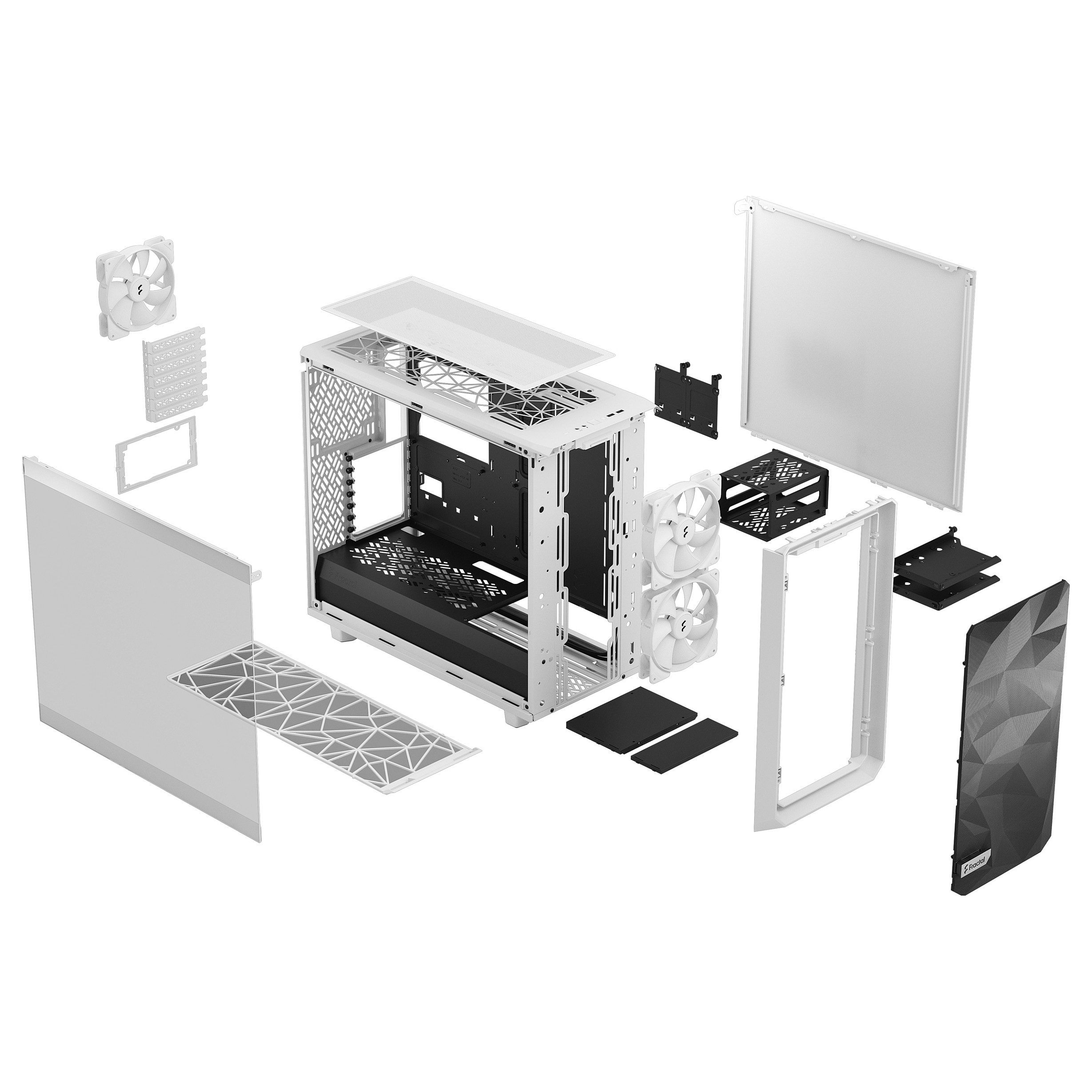 Kasë PC Fractal Design Meshify 2 Lite / Midi Tower / E-ATX + ATX / 2x 140mm + 1x 140mm Fan / Tempered Glass - Bardhë - 5