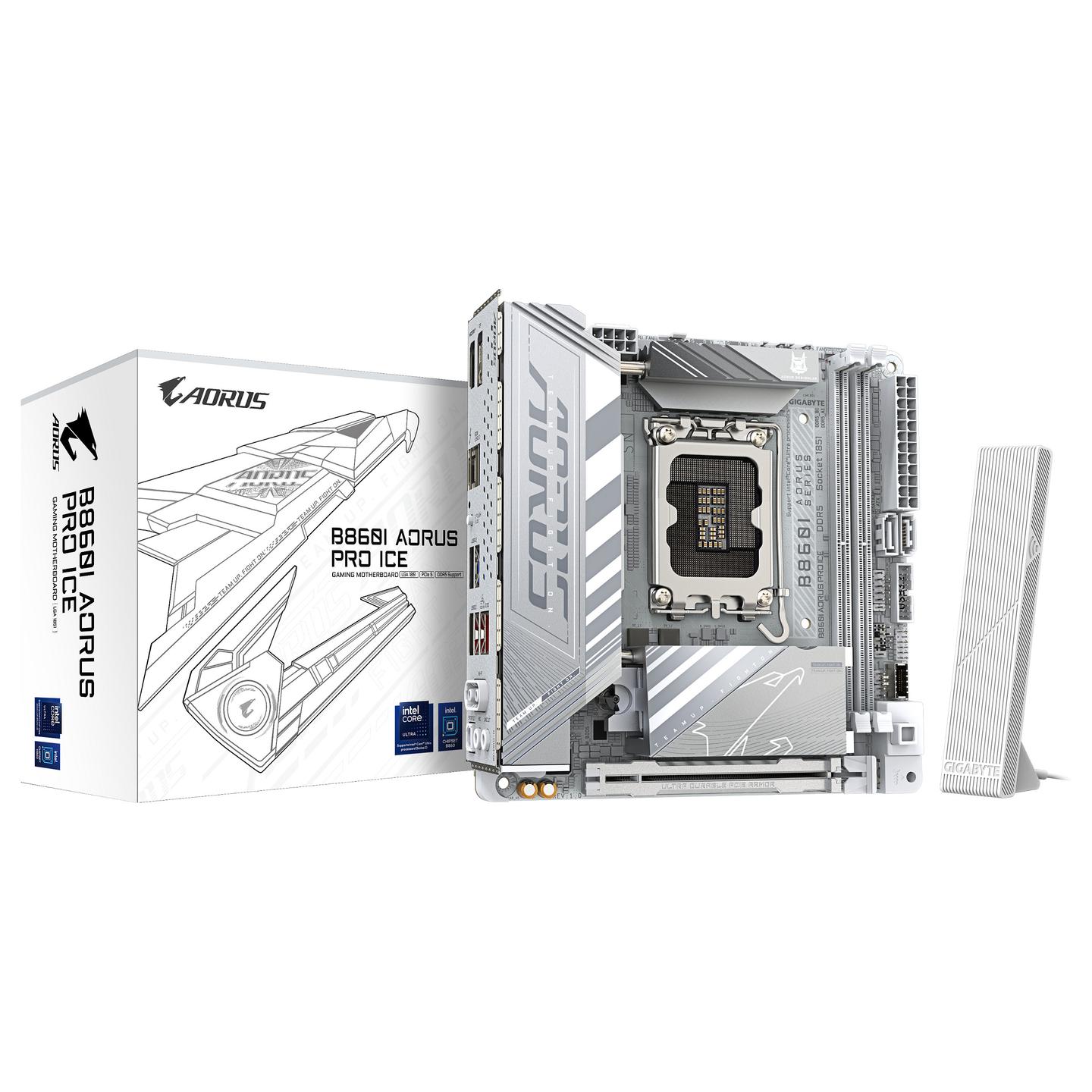 Pllakë Amë MB Intel Gigabyte B860I AORUS PRO ICE, LGA1851, Intel B860, Mini-ITX, DDR5, Wi-Fi 7, 2.5GbE