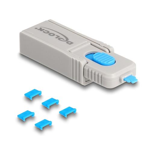 Bllokues për porta Micro-USB DeLOCK 20925, set me 5 copë, me vegël zhbllokimi - Blu