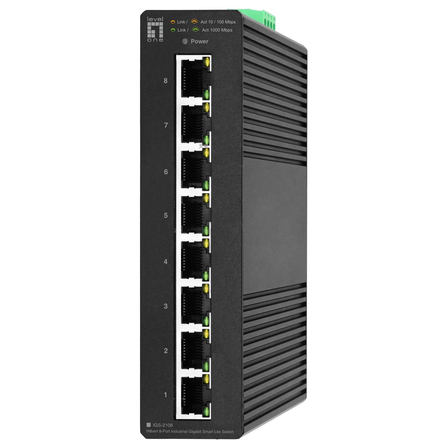 Switch Industrial LevelOne IGS-2108, 8 porta Gigabit Ethernet, Smart Managed, Switching Capacity 16Gbps, IP30, DIN-Rail - Zezë