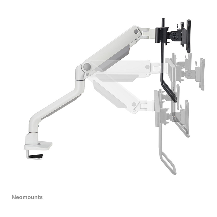 Mbajtëse për Monitor Neomounts / 2 Monitorë / 17"-32" / 8kg për Monitor / VESA 75x75-100x100 / Full Motion / Gas Spring / Tavolinë - Bardhë - 6