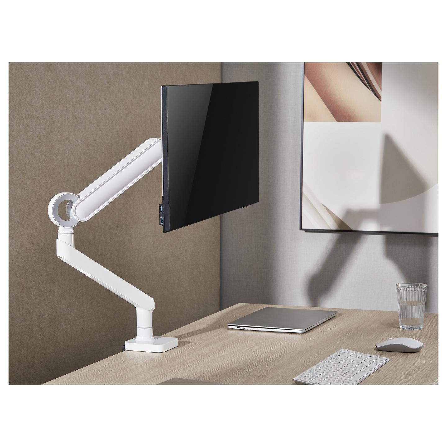 Mbajtëse për Monitor Equip 650185 / 1 Monitor / 17"-35" / 10.5kg / Gas Spring / Clamp-Grommet / Tilt ±40° / Swivel ±90° - Bardhë - 9