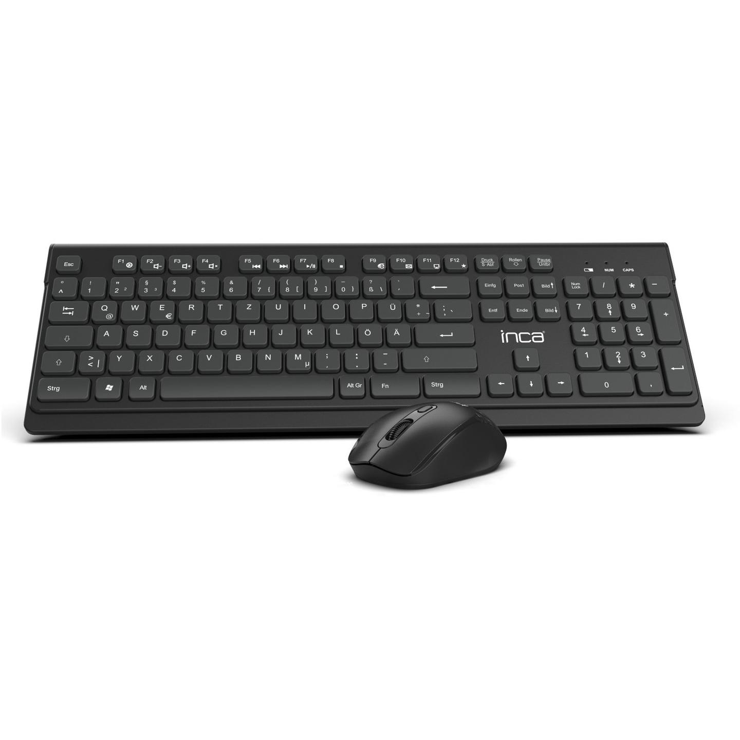 Combo (Tastierë & Maus) INCA IWS-519, Wireless, USB-C/A, Full-Size, 104 Taste, 12 Taste Multimediale, Ergonomik - Zezë - 12