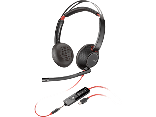 Kufje me kabllo HP Poly Blackwire 5220 / On-Ear / 165g – Zezë/Kuqe - 2